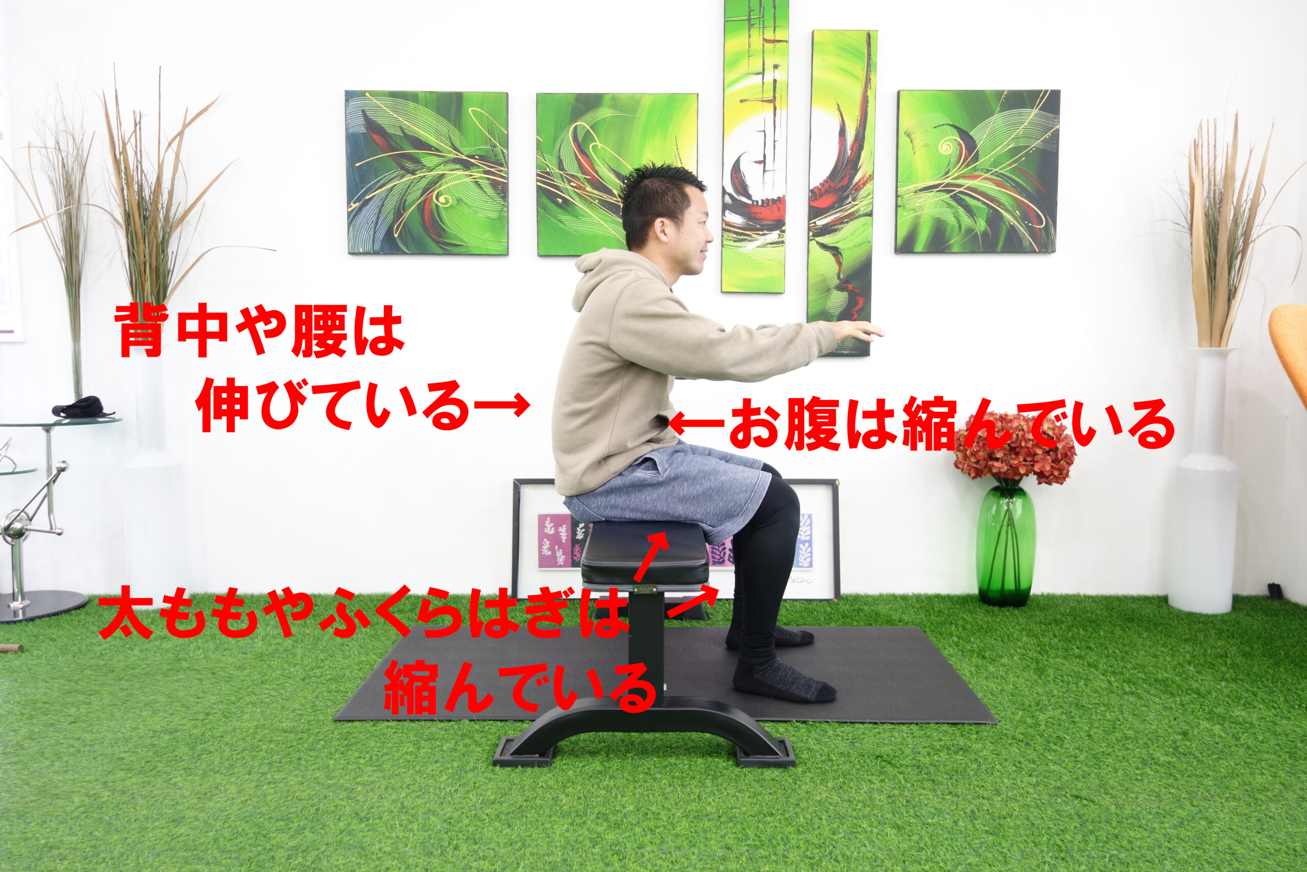 崩れた姿勢で状態を明記