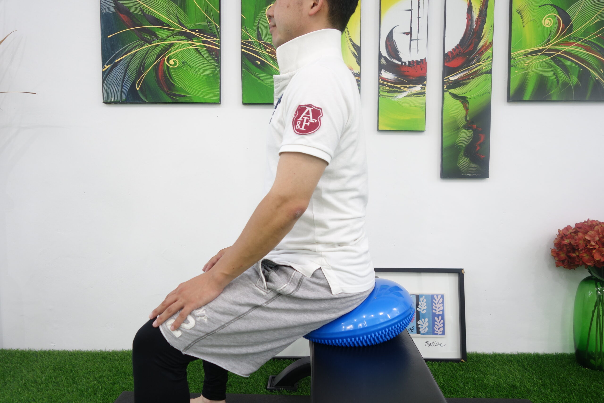 バランスディスクに座る