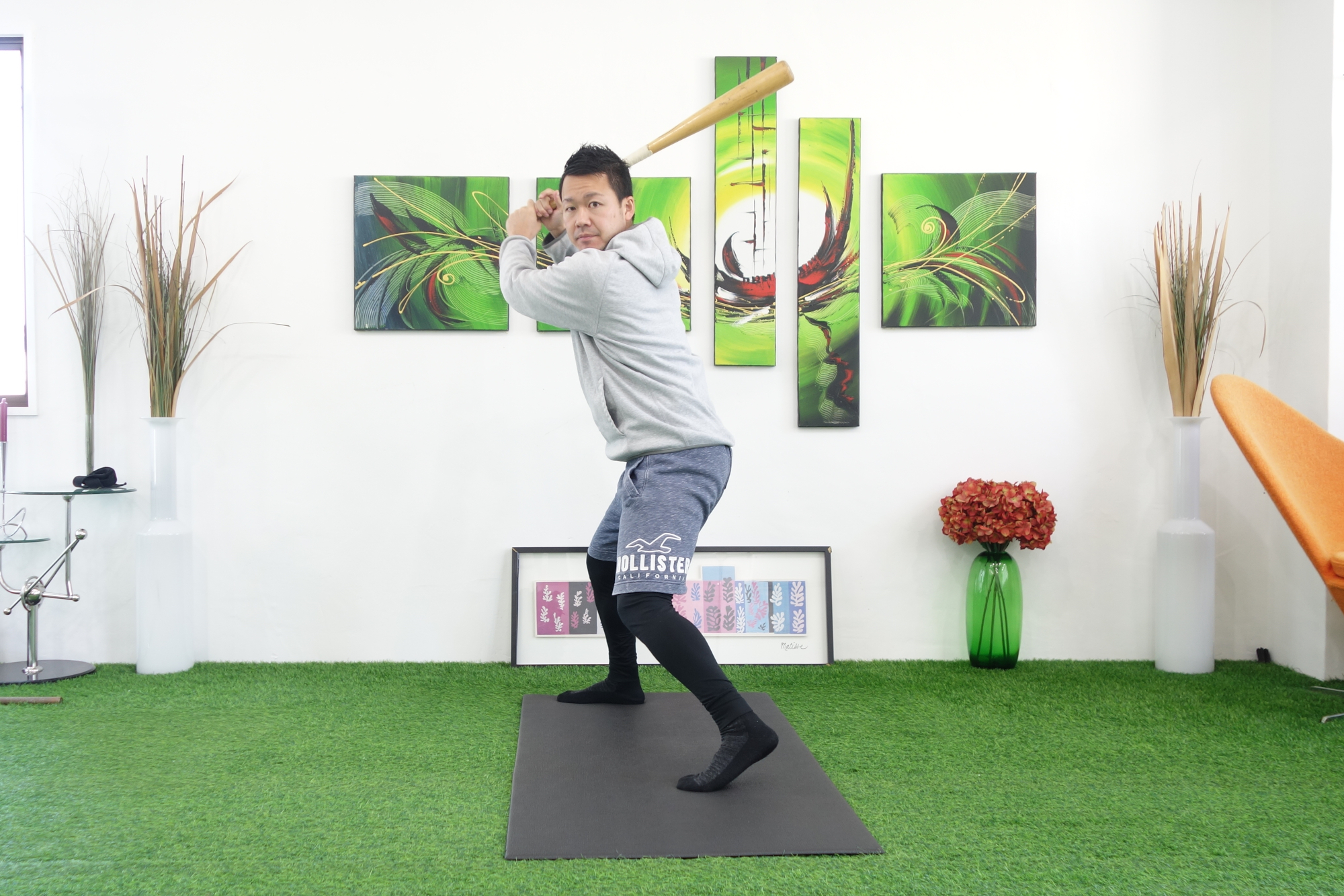 肩が開かずに外側にステップした状態