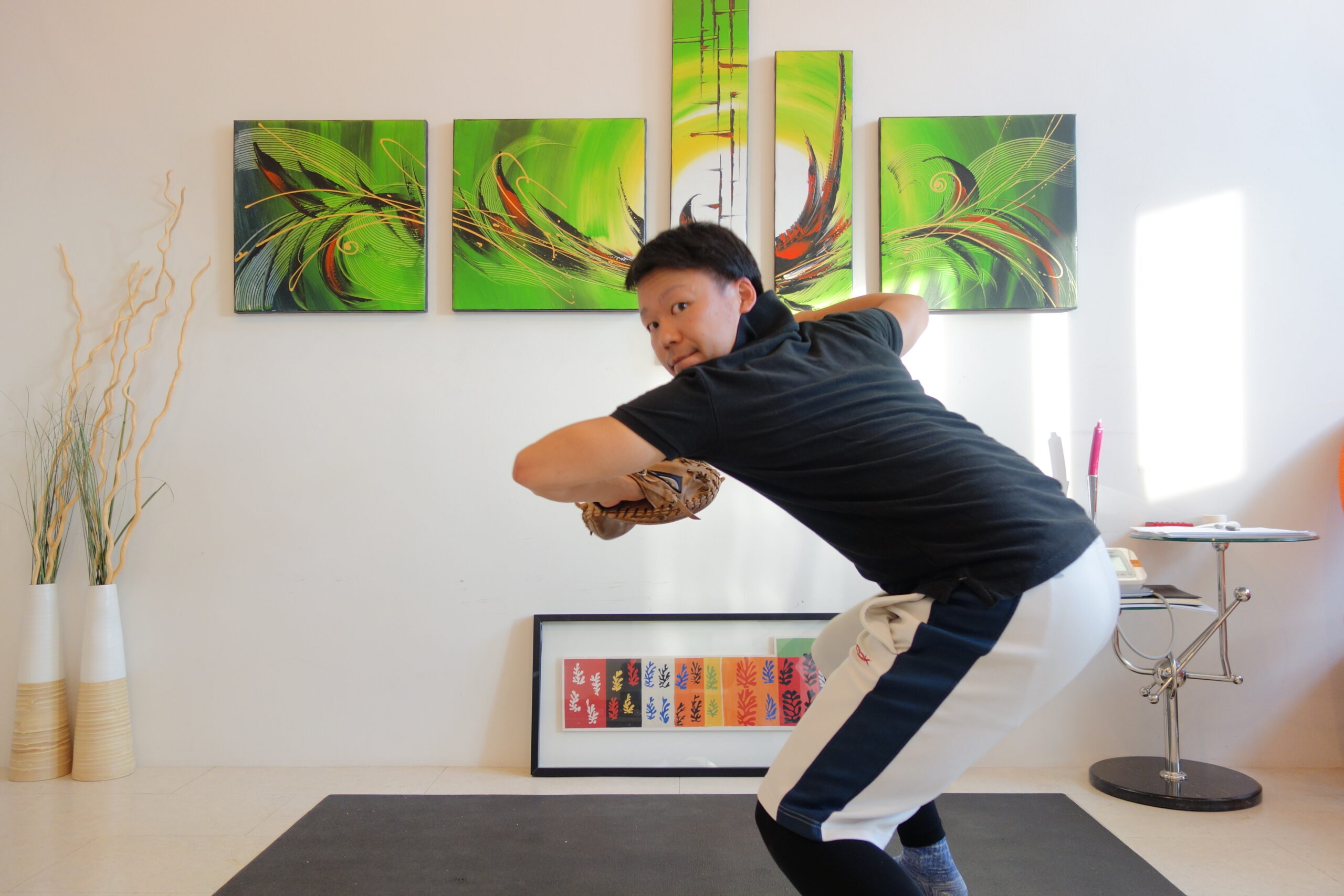 外角からスローイング