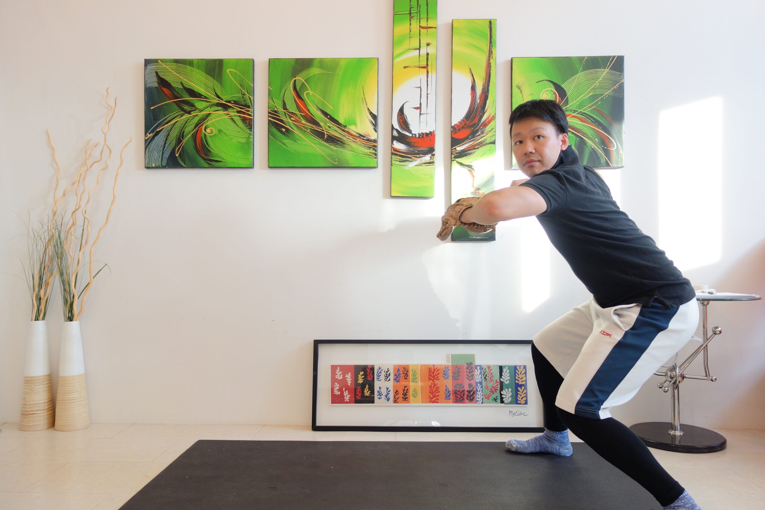 内角からスローイング