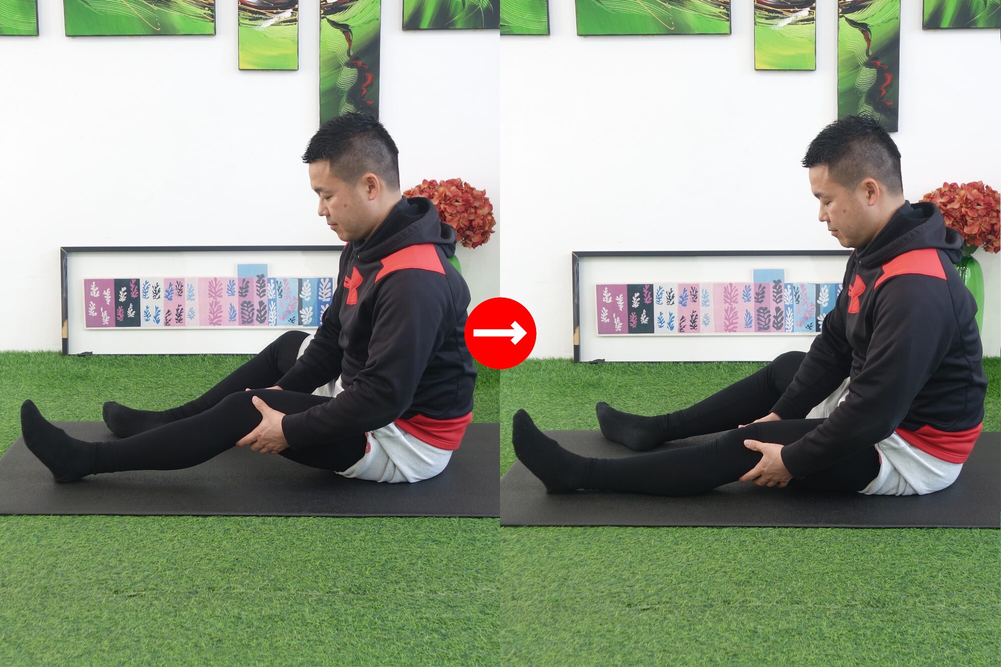 太ももを縦に揺らす