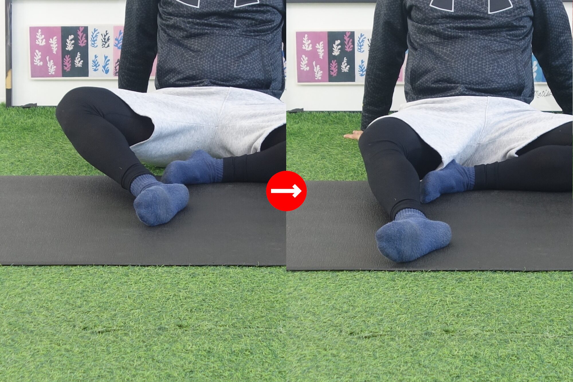 外側で膝の曲げ伸ばし