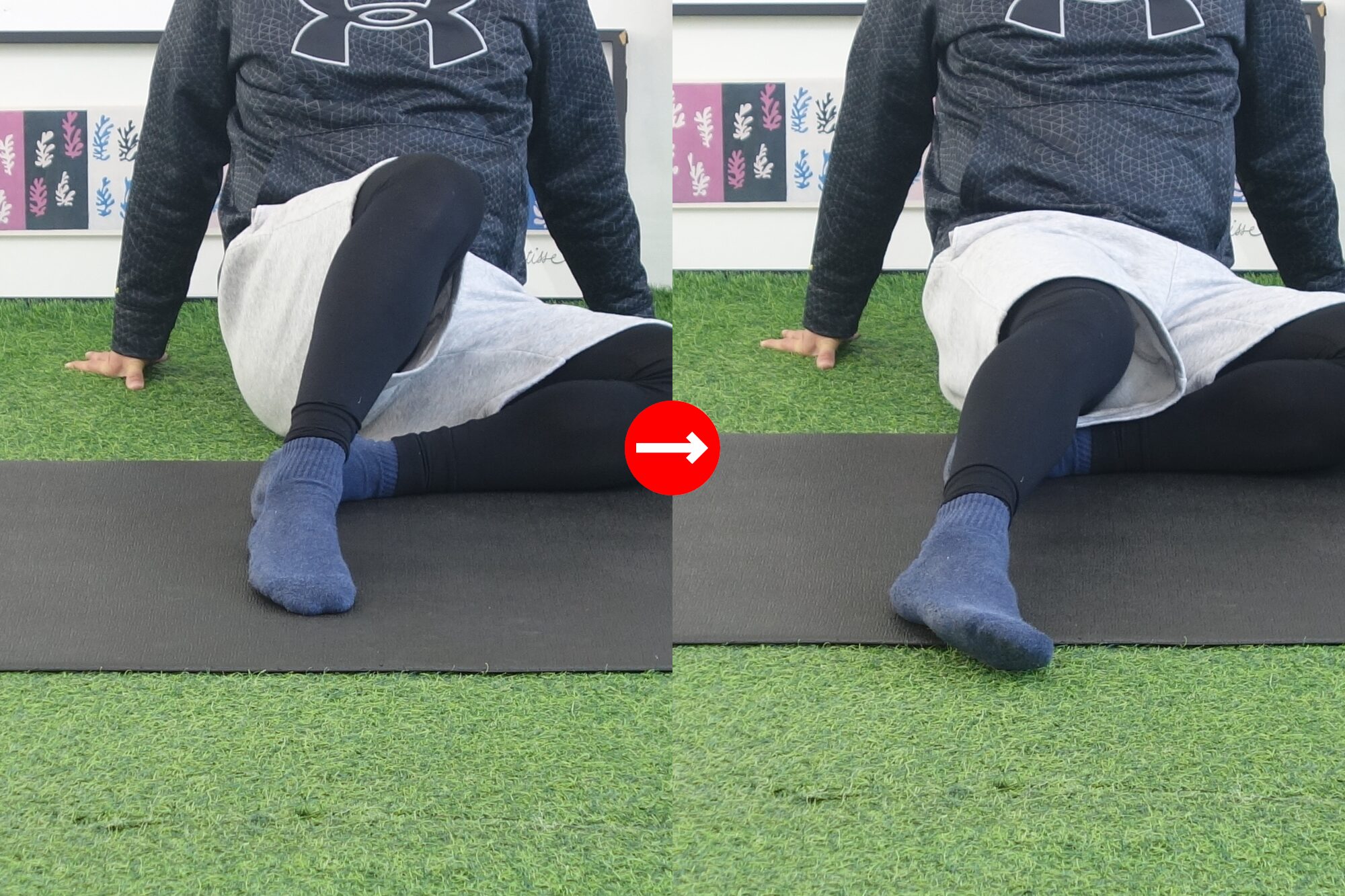 内側で膝の曲げ伸ばし