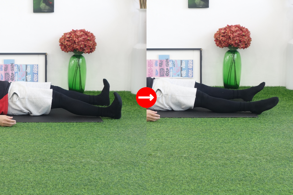 仰向けで両脚を肩幅で伸ばして足首を動かす