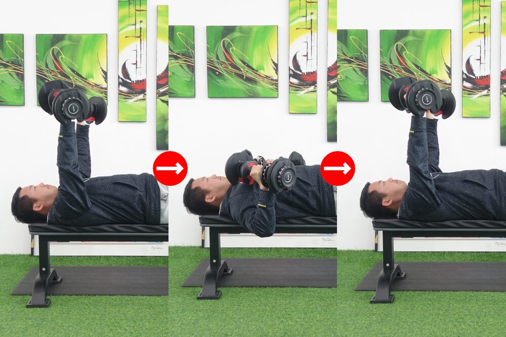 高重量でダンベルベンチプレス