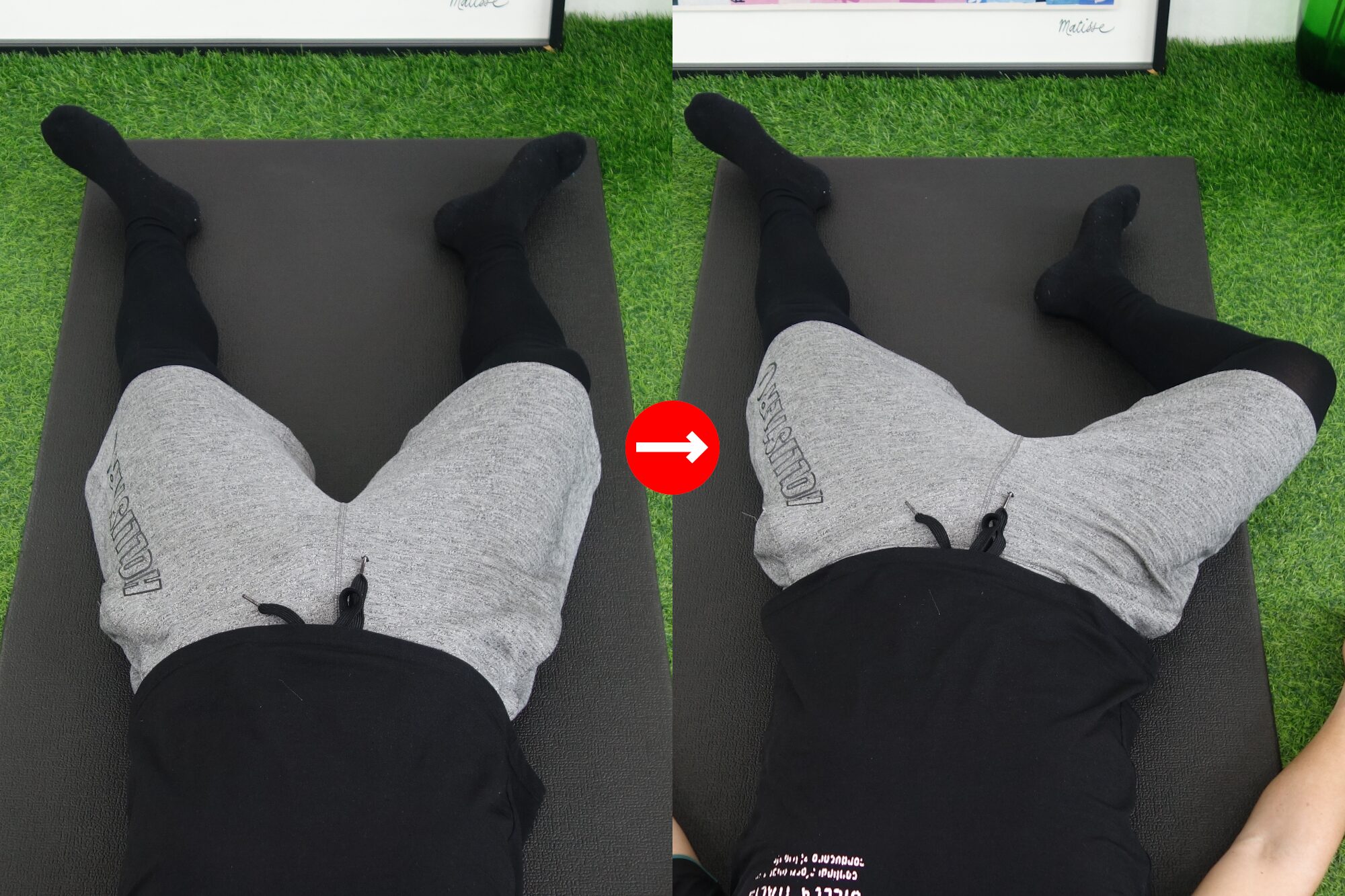 仰向けで膝を外側に倒して曲げ伸ばし