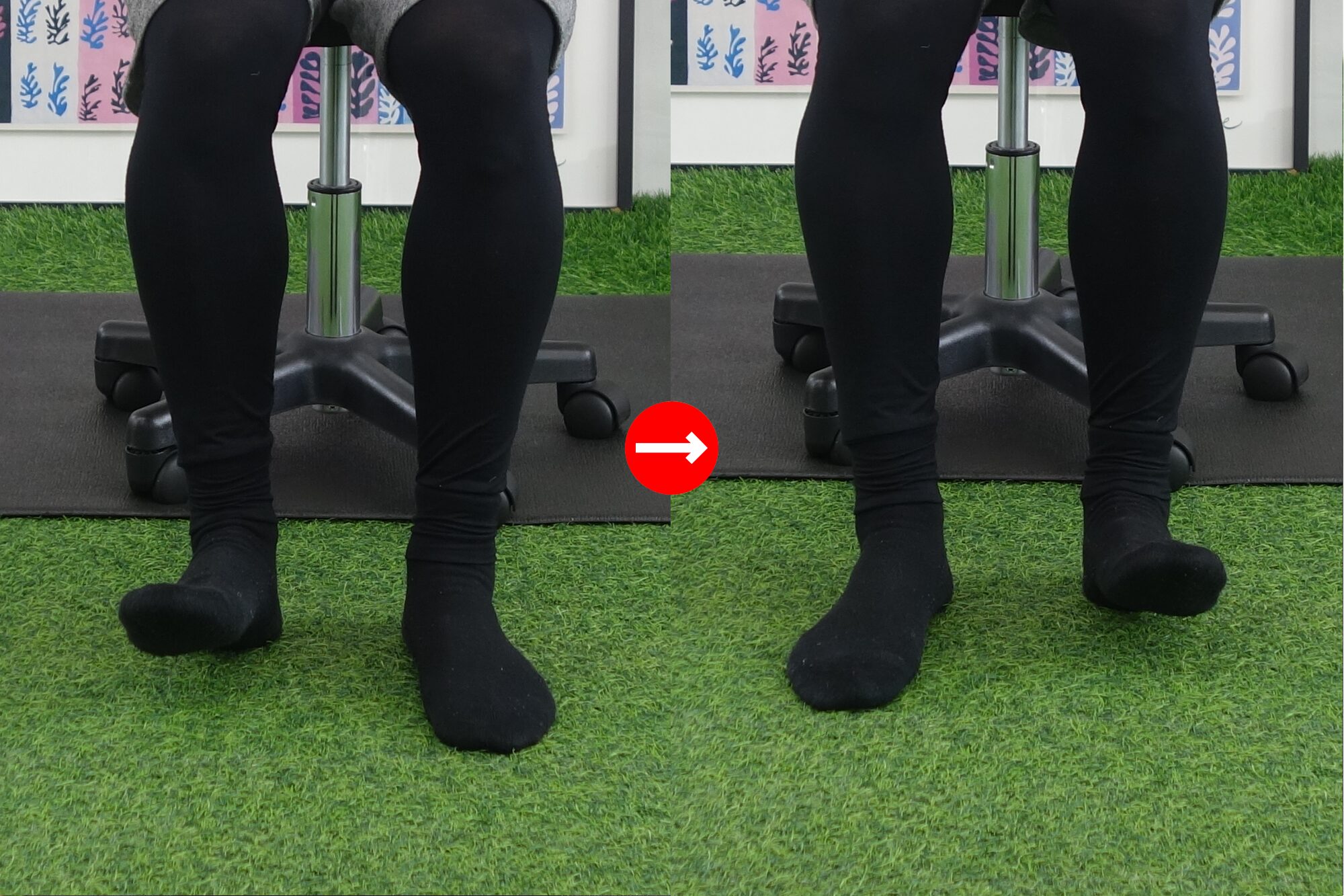 椅子に座ってつま先の上げ下げ