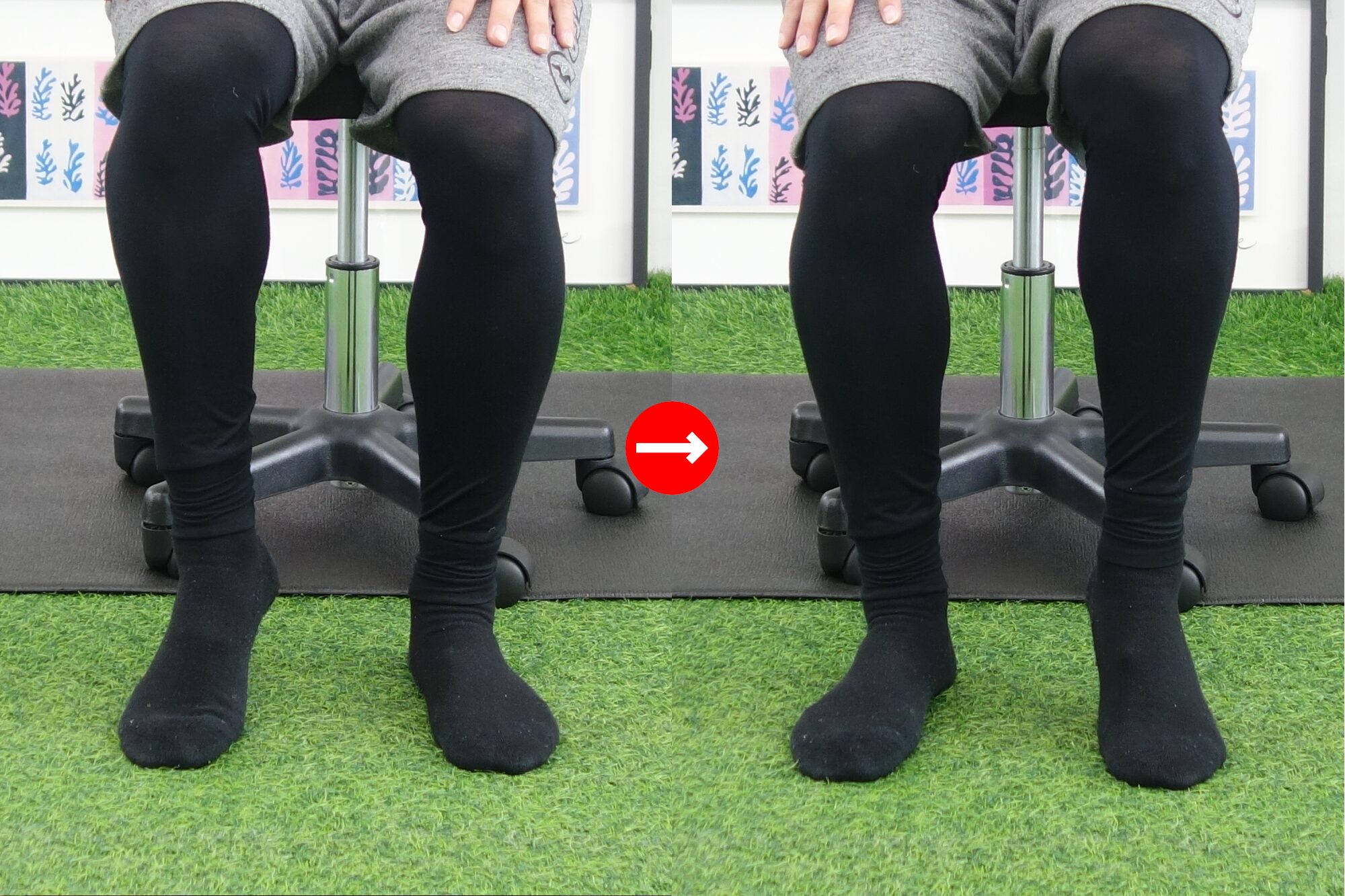 椅子に座ってかかとの上げ下げ