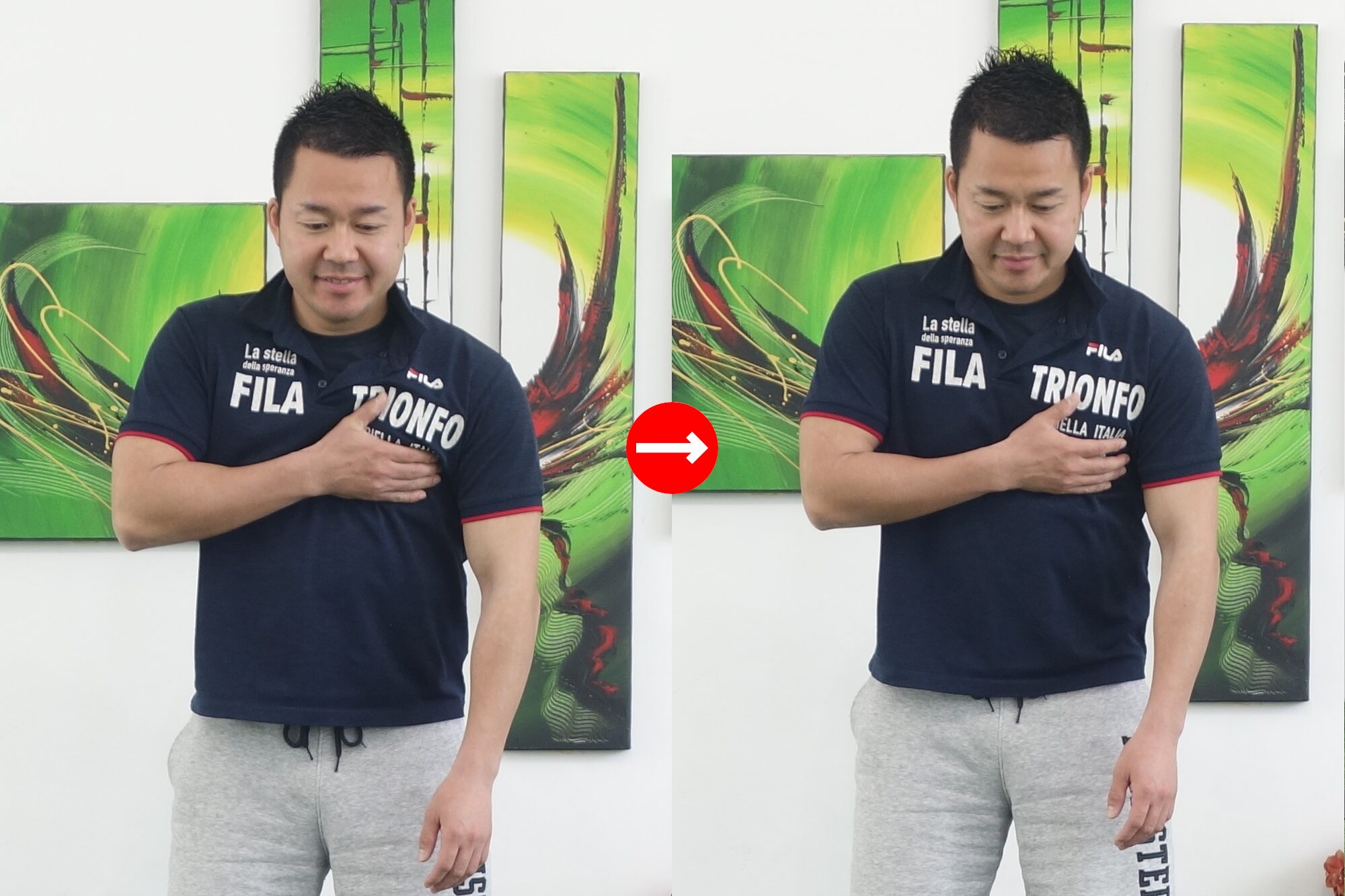 大胸筋を揺らす