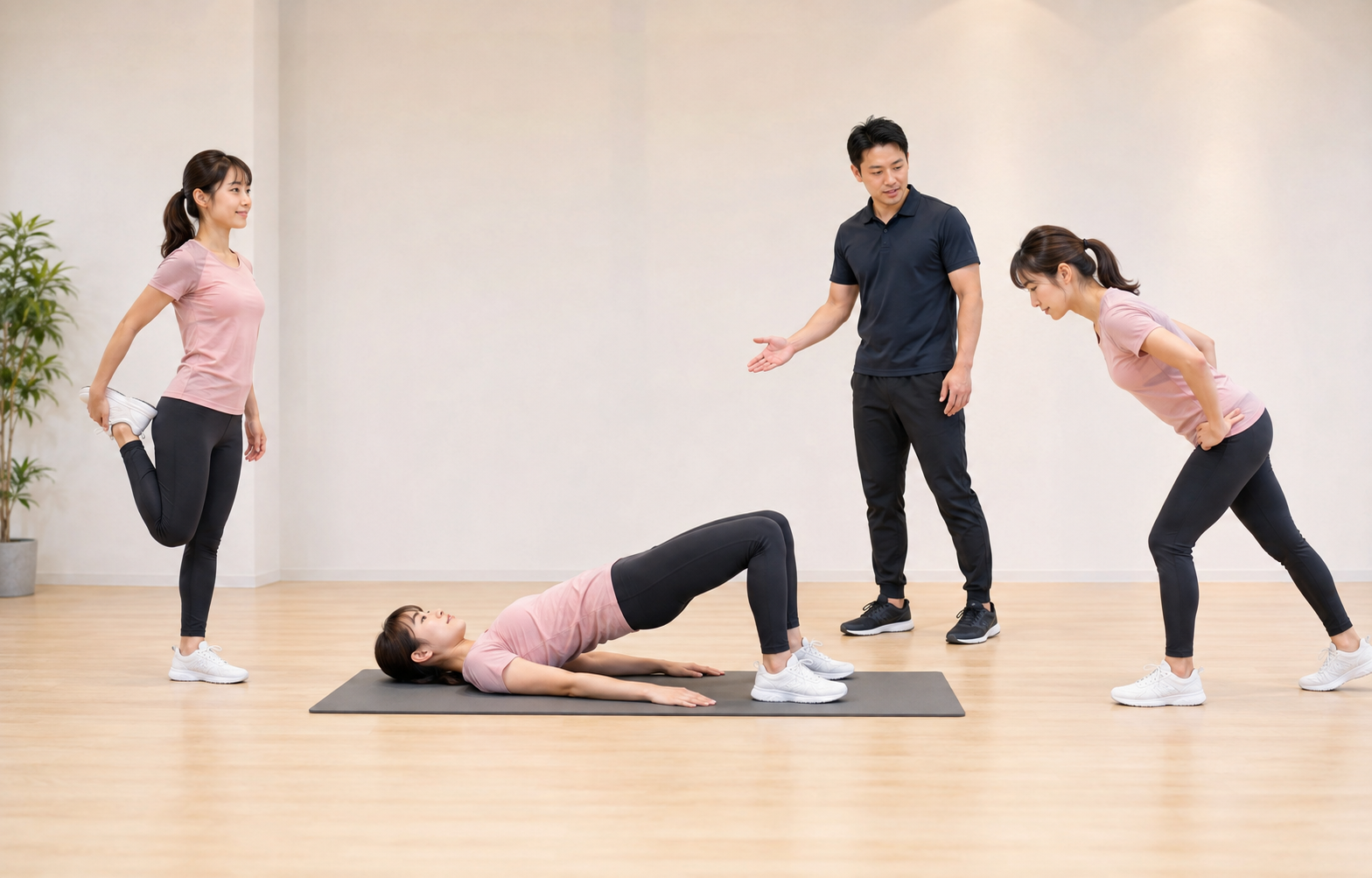 前もものストレッチとお尻を使うエクササイズ
